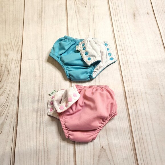 Blue & Pink Organic Baby Swim Diapers, 12 months - Picture 2 of 3